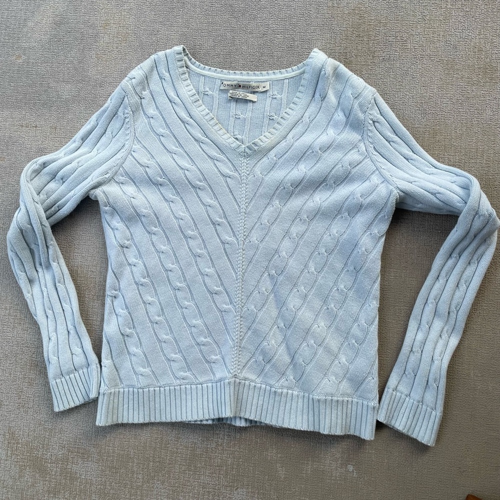 Tommy Hilfiger Vintage Blue Cable Knit Sweater